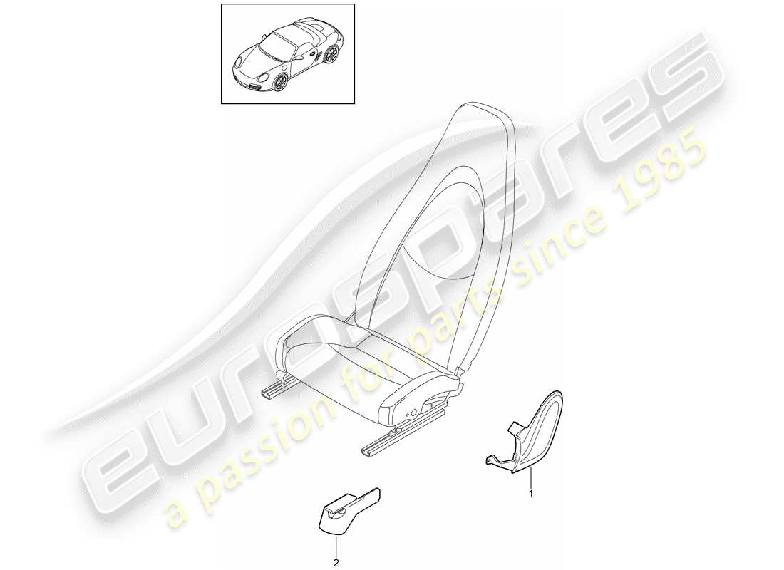 porsche 2010 (987 boxster) vordersitz teilediagramm