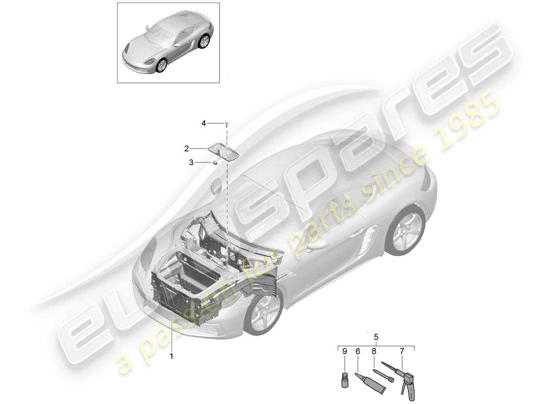 porsche 2017 (718 cayman) front end teilediagramm