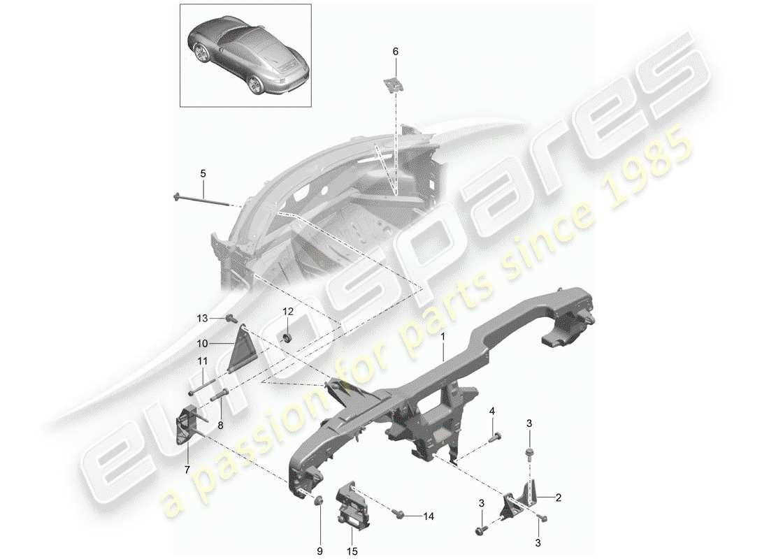 porsche 2012 (991-1) halterahmen ersatzteildiagramm