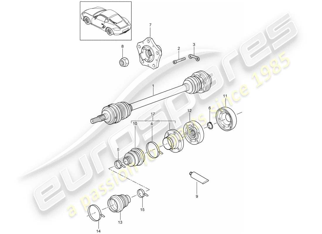 porsche 2011 (987 cayman) antriebswelle teilediagramm