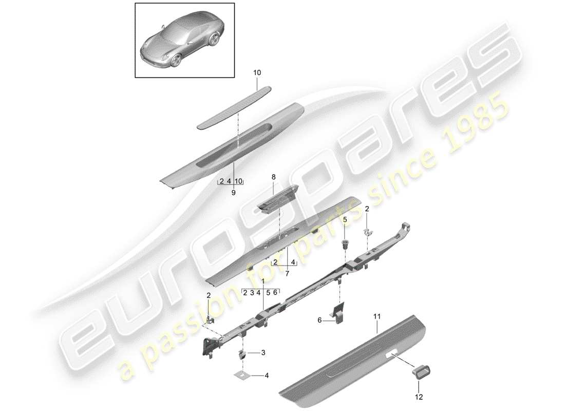porsche 2014 (991-1) lining ersatzteildiagramm