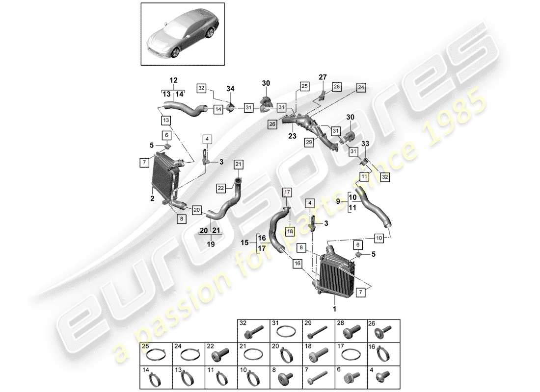 porsche 2019 (panamera 971-1) ladeluftkühler - teilediagramm