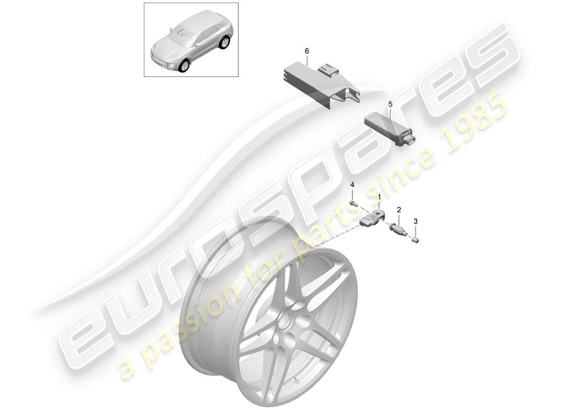 porsche 2020 (macan) reifendruck-kontrollsystem teilediagramm