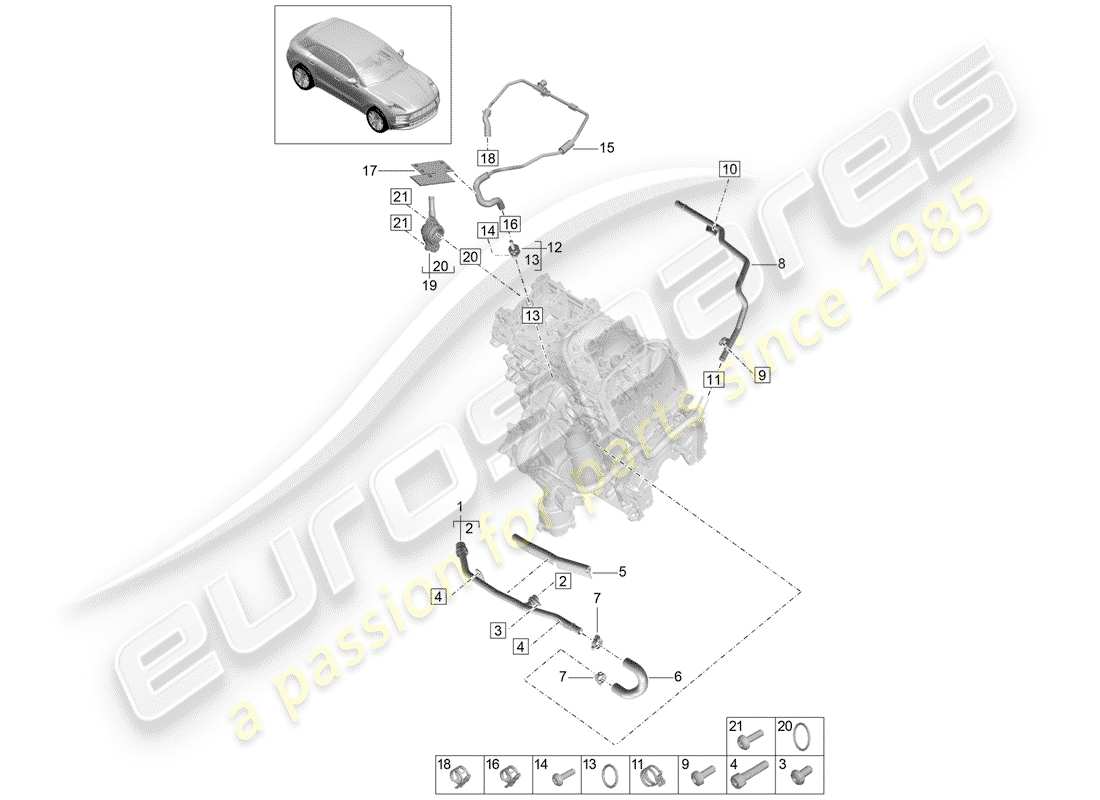 porsche 2020 (macan) wasserkühlung teilediagramm