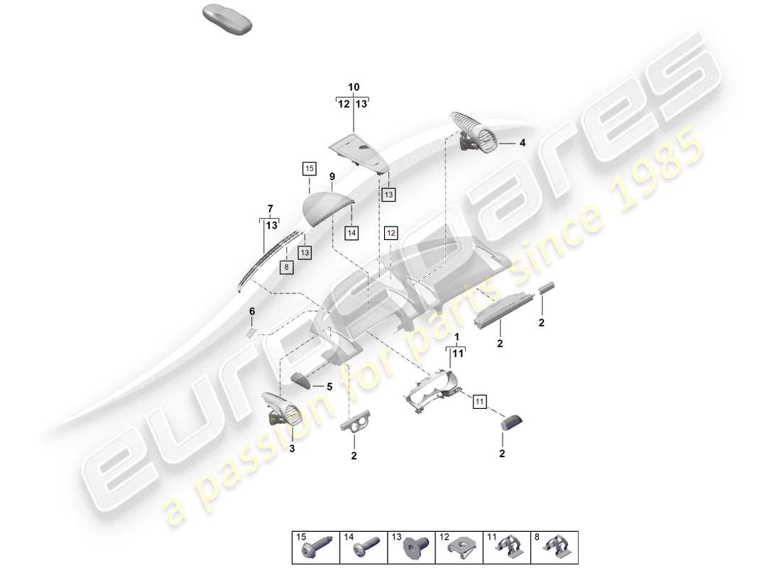 porsche 2020 (718 boxster spyder) zubehör teilediagramm