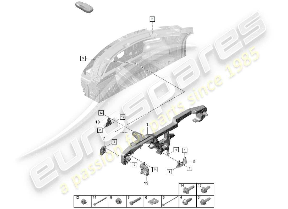 porsche 2019 (718 boxster spyder) halterahmen ersatzteildiagramm