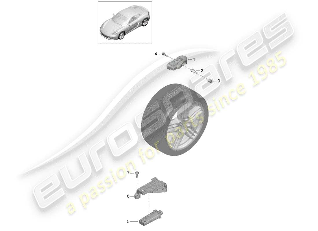 porsche 2018 (718 cayman) reifendruck-kontrollsystem teilediagramm