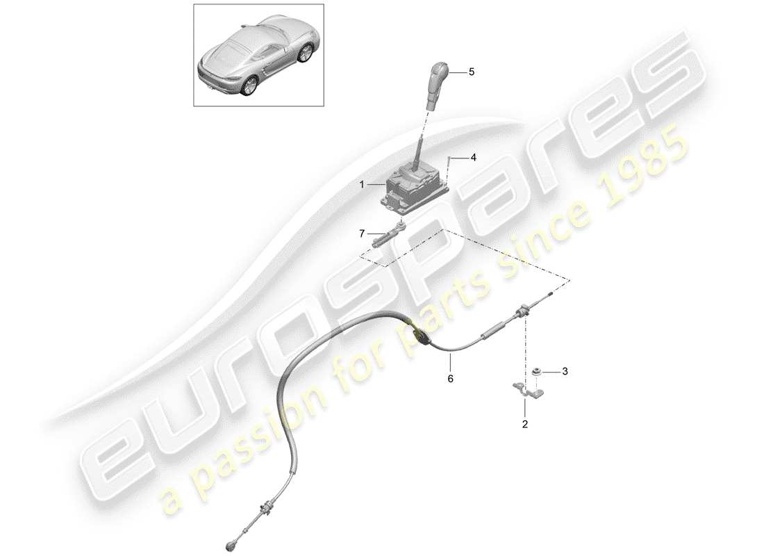 porsche 2017 (718 cayman) wählhebel ersatzteildiagramm