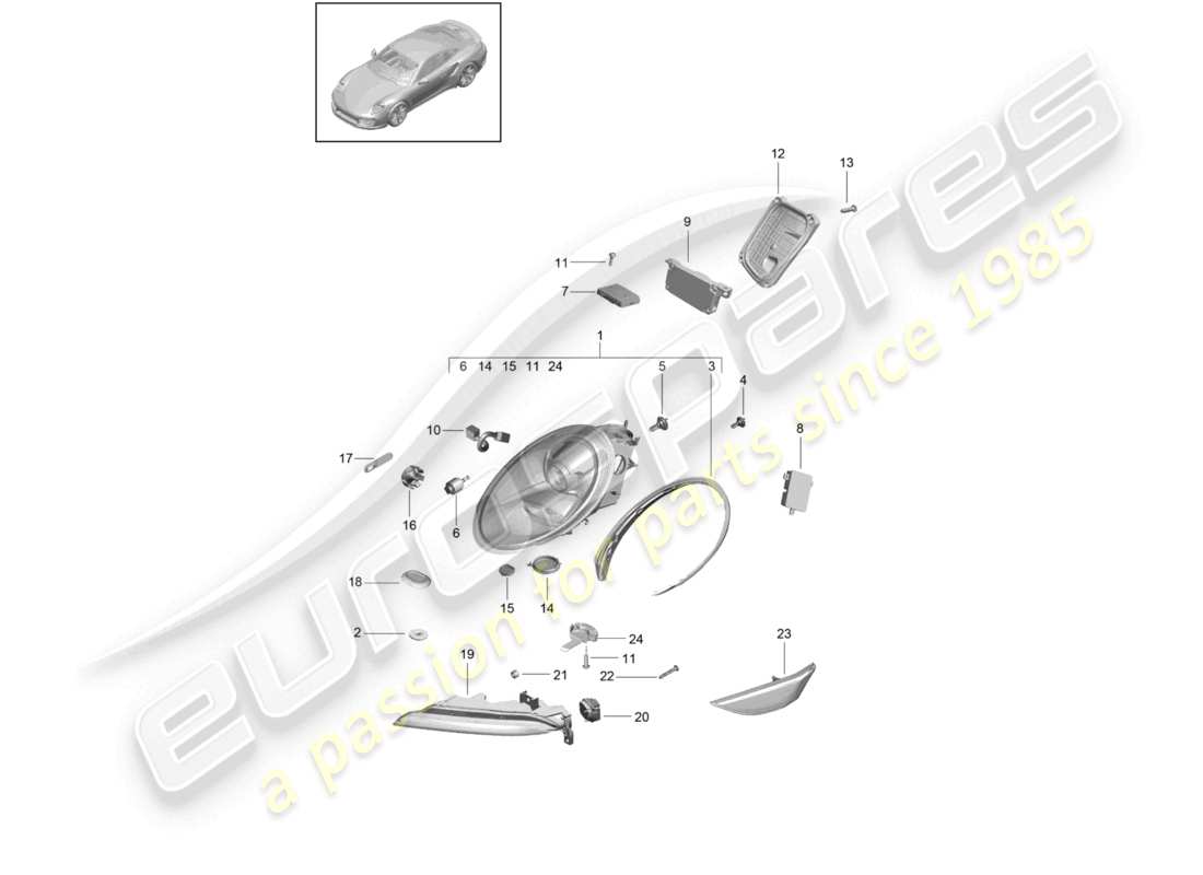porsche 2015 (991-1 turbo) scheinwerfer zusatzscheinwerfer blinker seitenmarkierungsleuchte blinker-repeater d - mj 2018>> ersatzteildiagramm
