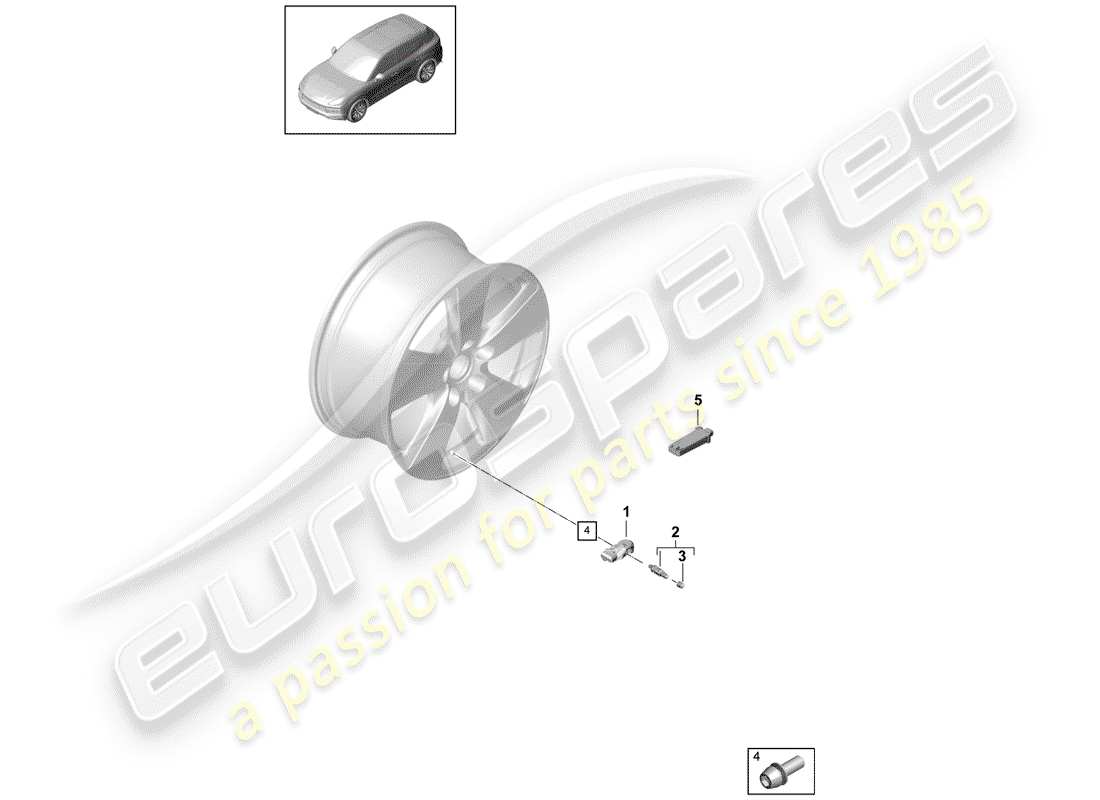 porsche 2019 (cayenne e3 9ya/9yb) reifendruck-kontrollsystem teilediagramm