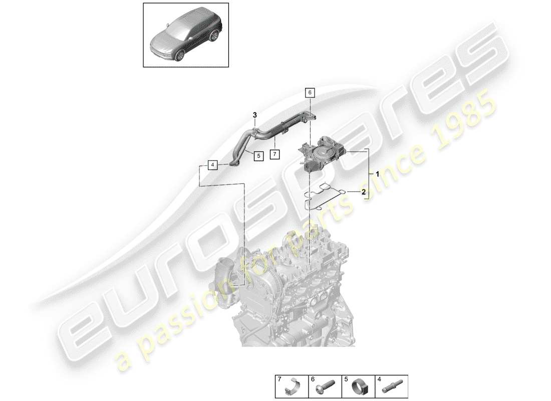 porsche 2019 (cayenne e3 9ya/9yb) ölabscheider ersatzteildiagramm