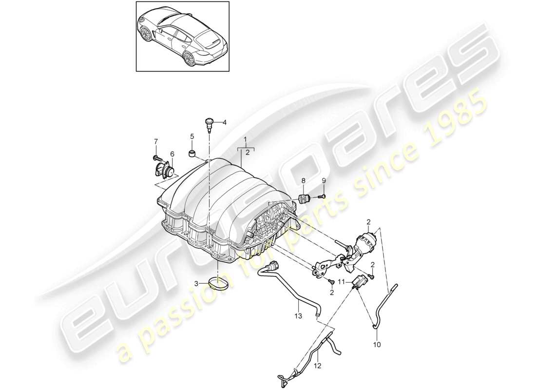 porsche 2010 (cayenne e1 9pa) ansaugluftverteiler teilediagramm