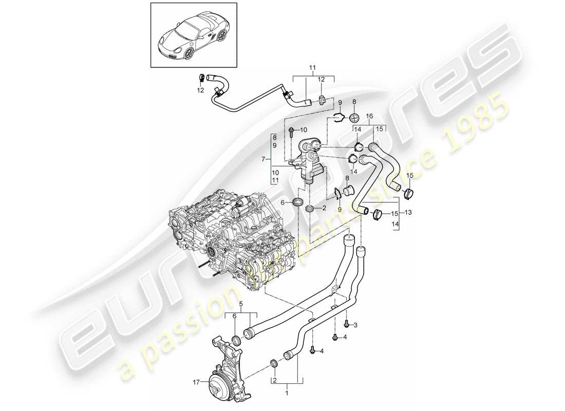 porsche 2009 (987 boxster) connection teilediagramm