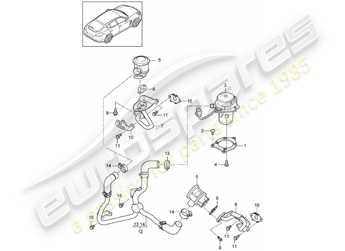 porsche 2011 (panamera 970) abgasreinigungssystem - teilediagramm