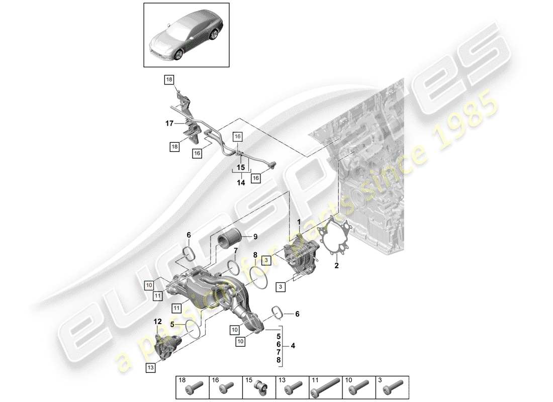 porsche 2019 (panamera 971-1) wasserpumpe teilediagramm