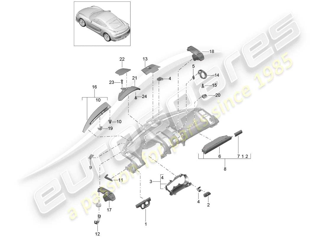 porsche 2016 (981 cayman gt4) zubehör teilediagramm