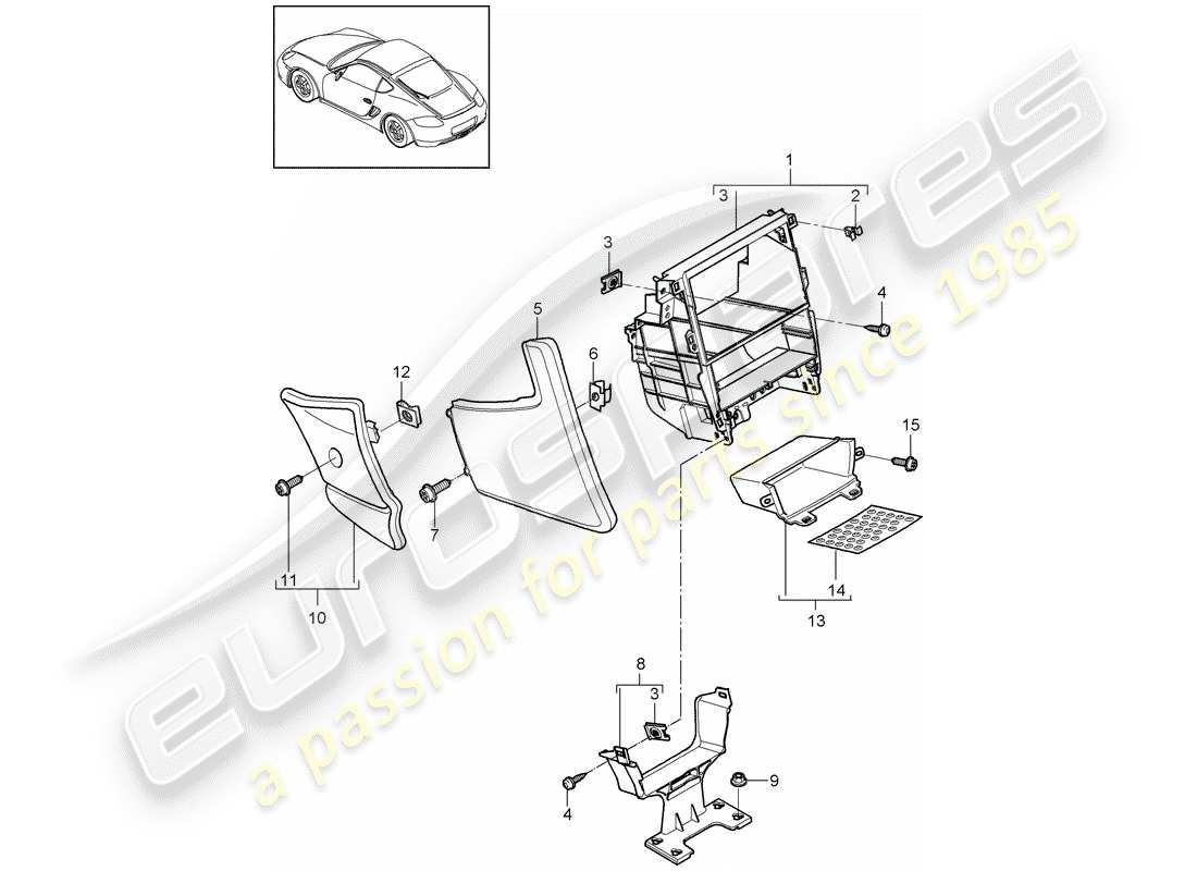 porsche 2012 (987 cayman) center console ersatzteildiagramm