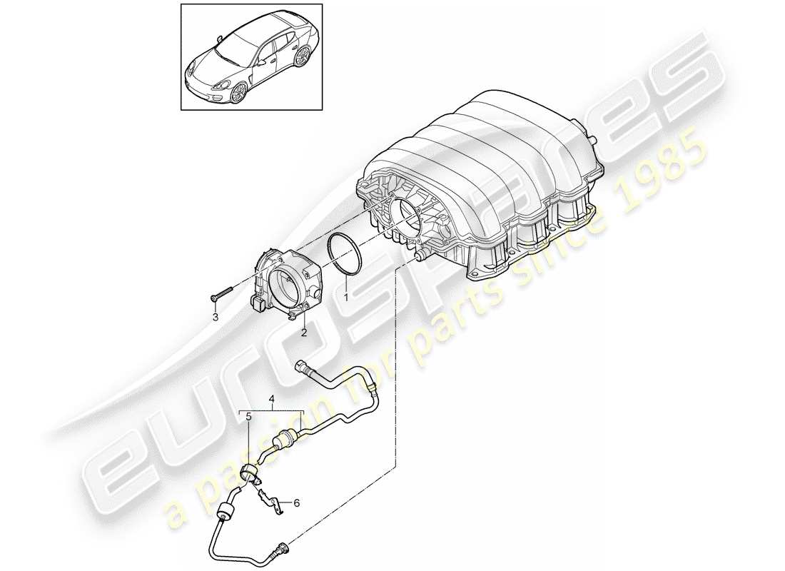 porsche 2010 (panamera 970) drosselklappengehäuse - teilediagramm