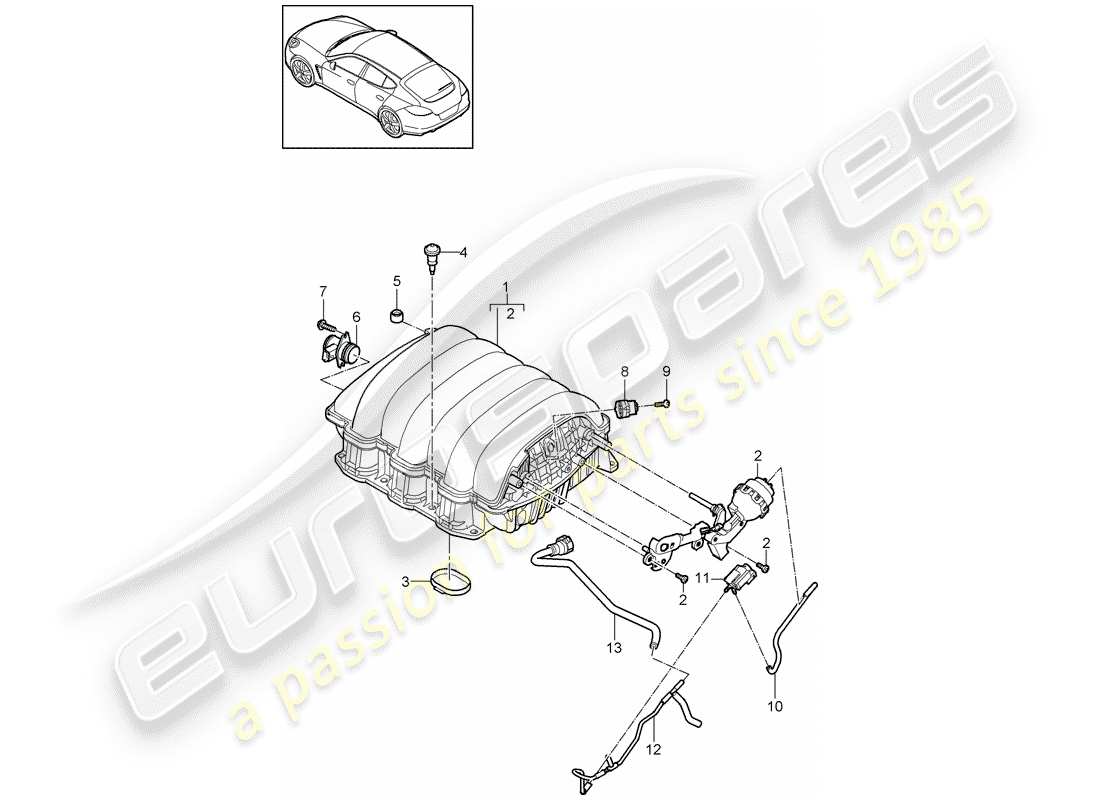 porsche 2010 (panamera 970) ansaugluftverteiler teilediagramm