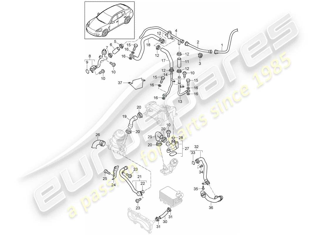 porsche 2010 (panamera 970) wasserkühlung teilediagramm