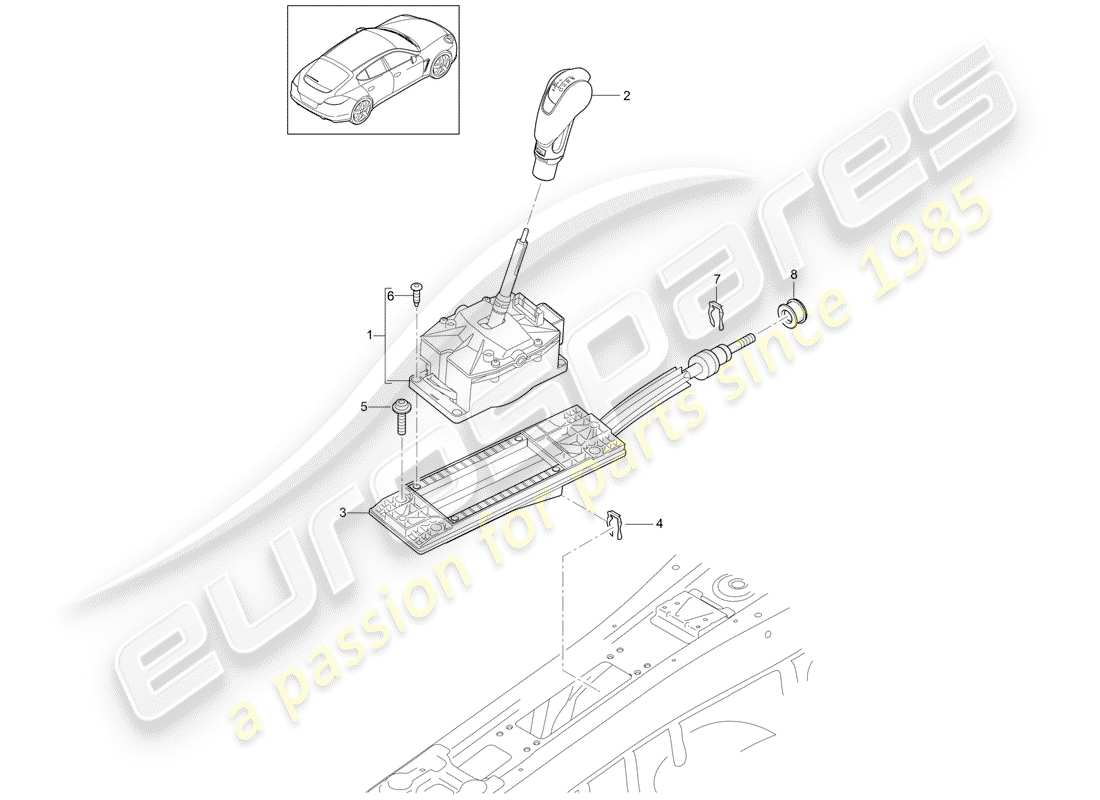 porsche 2010 (panamera 970) wählhebel ersatzteildiagramm