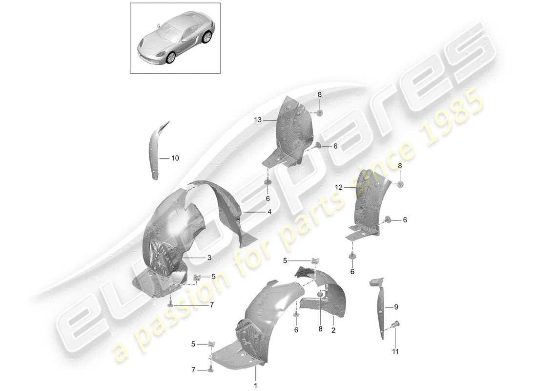 porsche 2018 (718 cayman) trims-teilediagramm