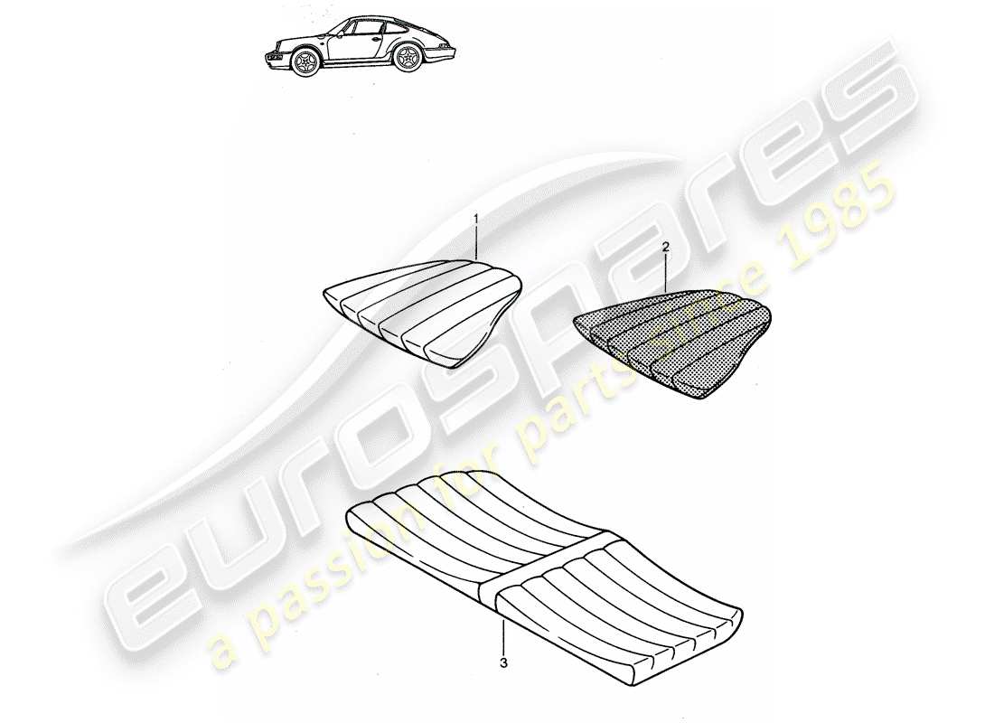 porsche 1987 (seats for 944/968/911/928) rücksitzkissen - - - d - mj 1989>> - mj 1994 ersatzteildiagramm