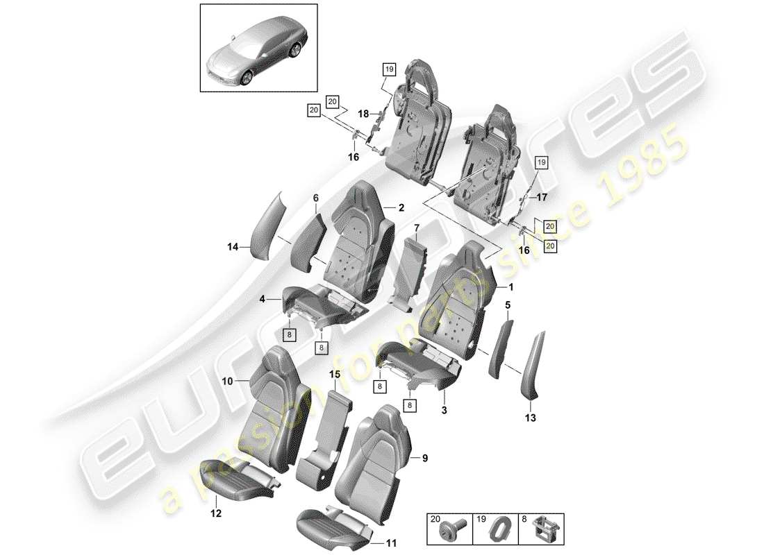 porsche 2017 (panamera 971-1) seat-ersatzteildiagramm