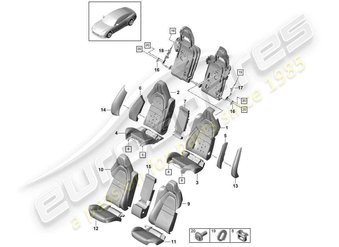 porsche panamera 971 (2017) seat-ersatzteildiagramm