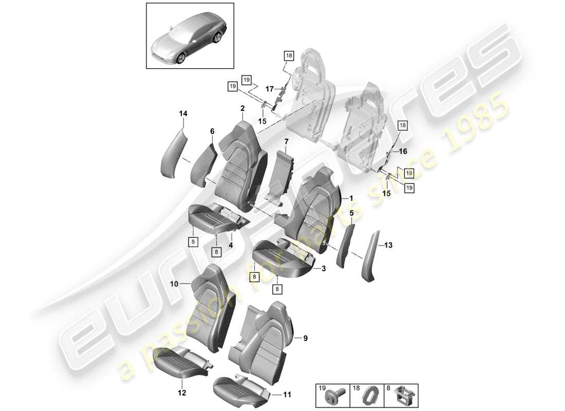 porsche panamera 971 (2017) seat-ersatzteildiagramm