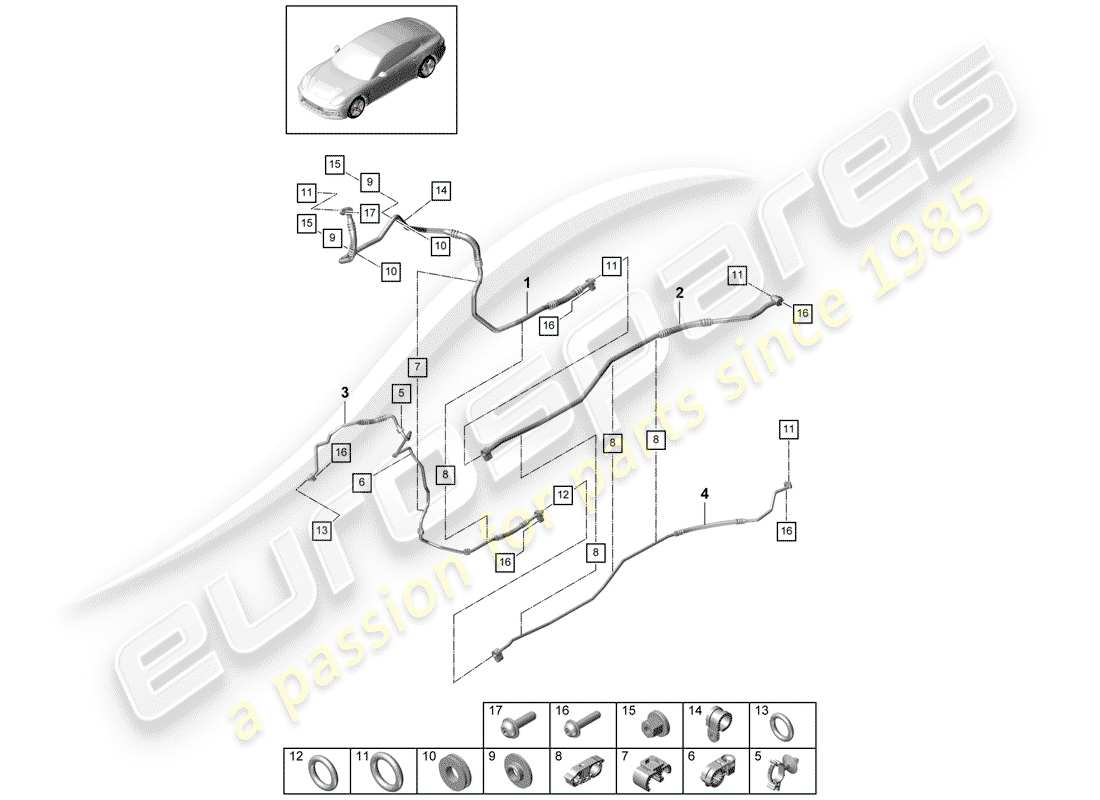 porsche 2017 (panamera 971-1) kältemittelkreislauf teilediagramm