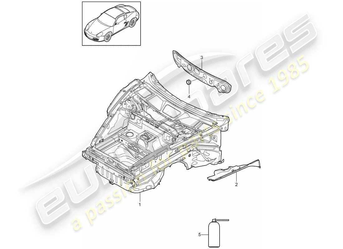 porsche 2009 (987 cayman) front end teilediagramm