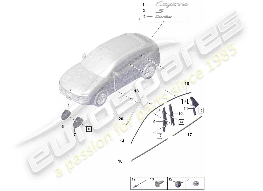 porsche 2018 (cayenne e3 9ya/9yb) namensschilder ersatzteildiagramm