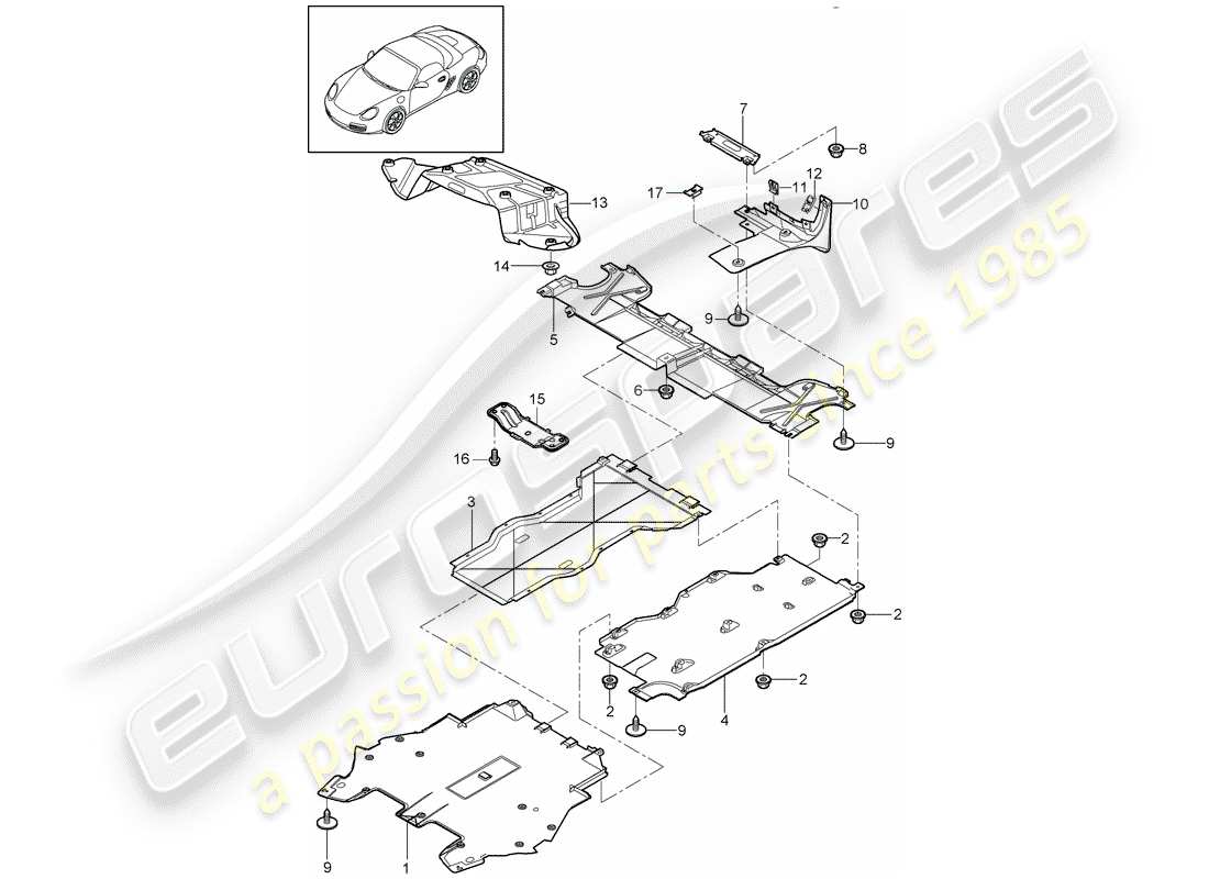 porsche 2012 (987 boxster) zierleisten teilediagramm