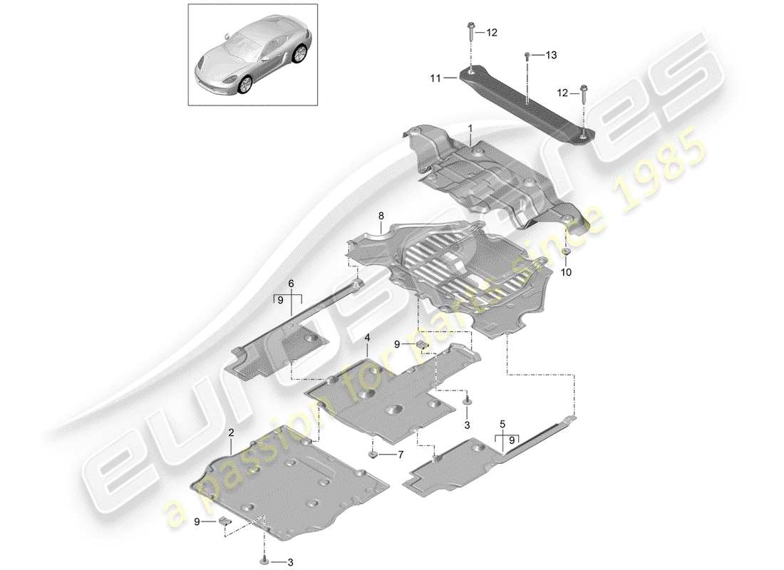 porsche 2018 (718 cayman) lining ersatzteildiagramm