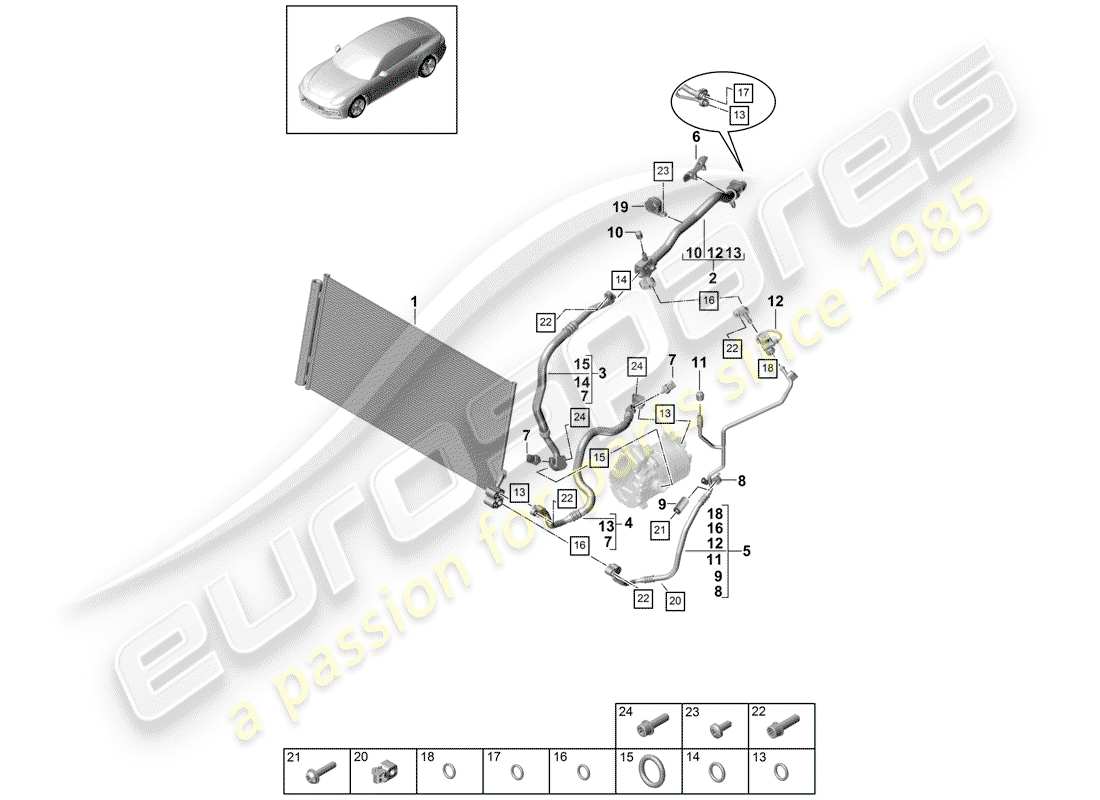 porsche 2020 (panamera 971-1) kältemittelkreislauf teilediagramm