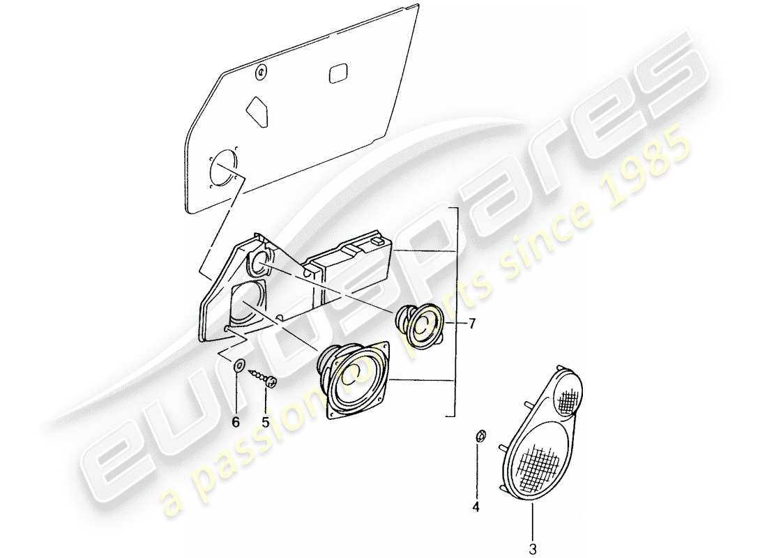 porsche 1992 (tequipment) teilediagramm des soundsystems