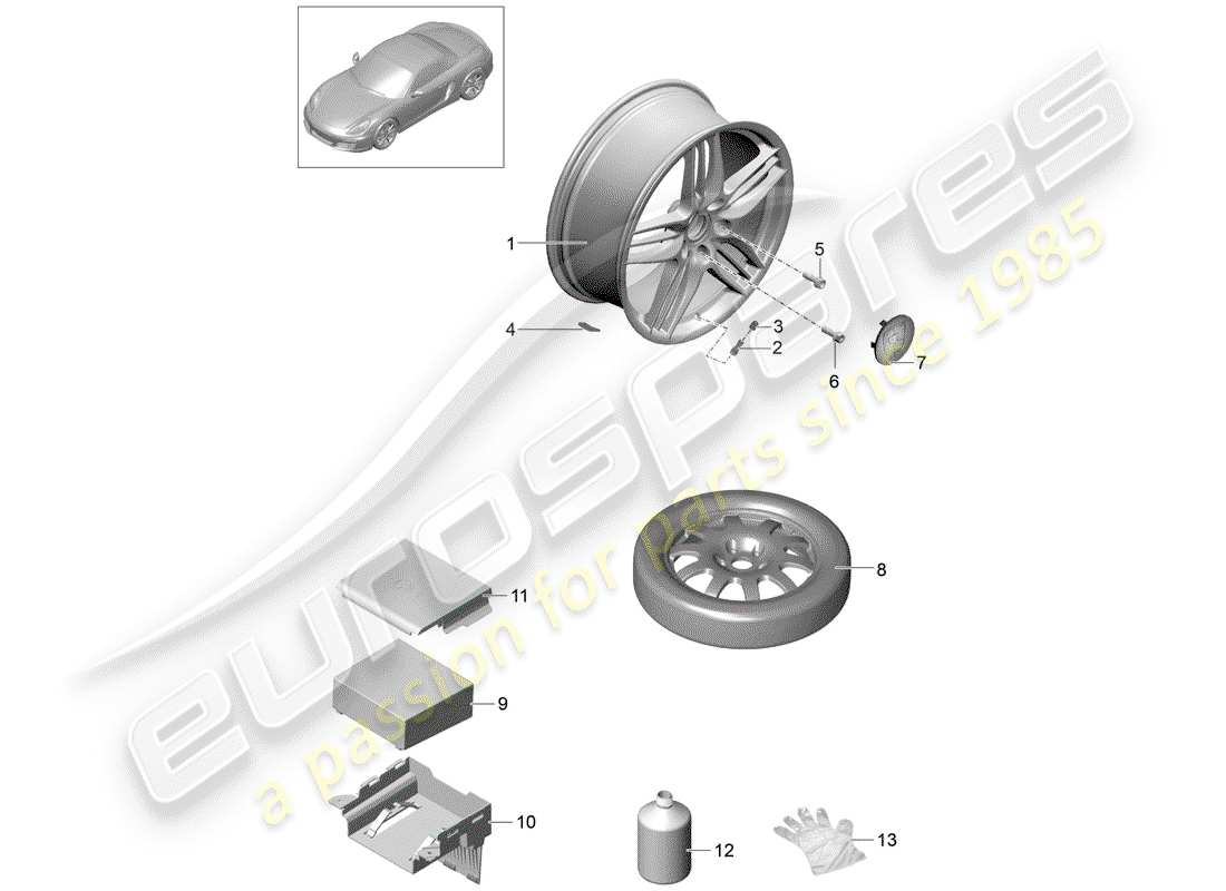 porsche 2016 (981 boxster) räder ersatzteildiagramm