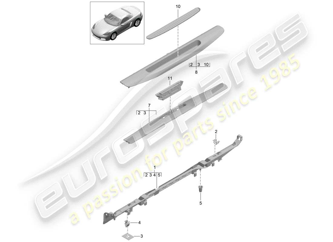 porsche 2020 (718 boxster) lining ersatzteildiagramm