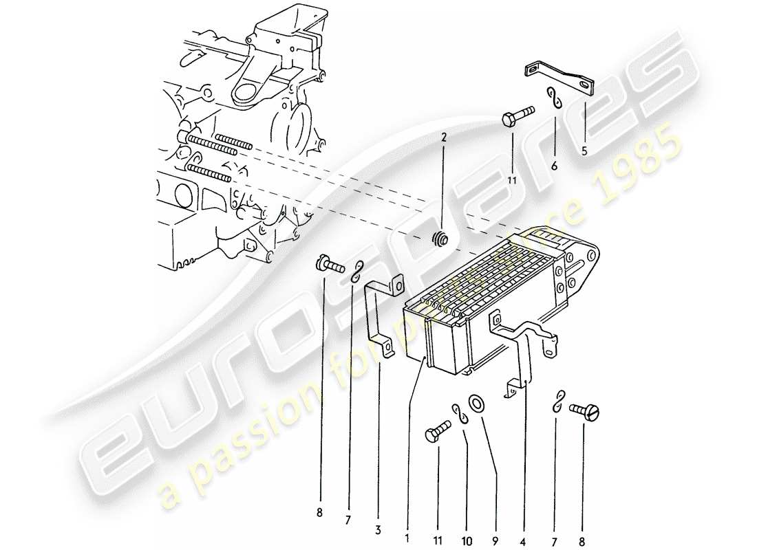 porsche 1973 (914) motorschmierung – ölkühler teilediagramm