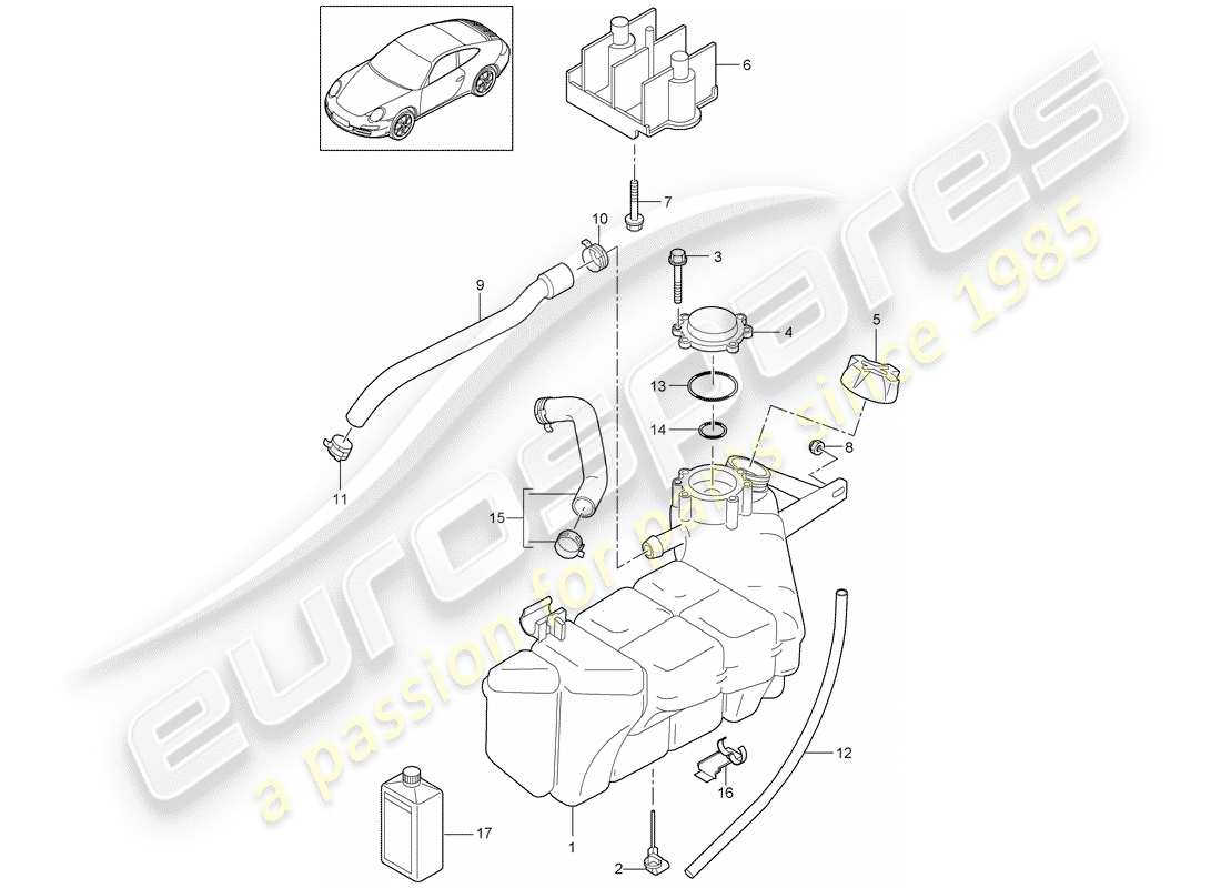 porsche 2012 (997-2) wasserkühlung teilediagramm