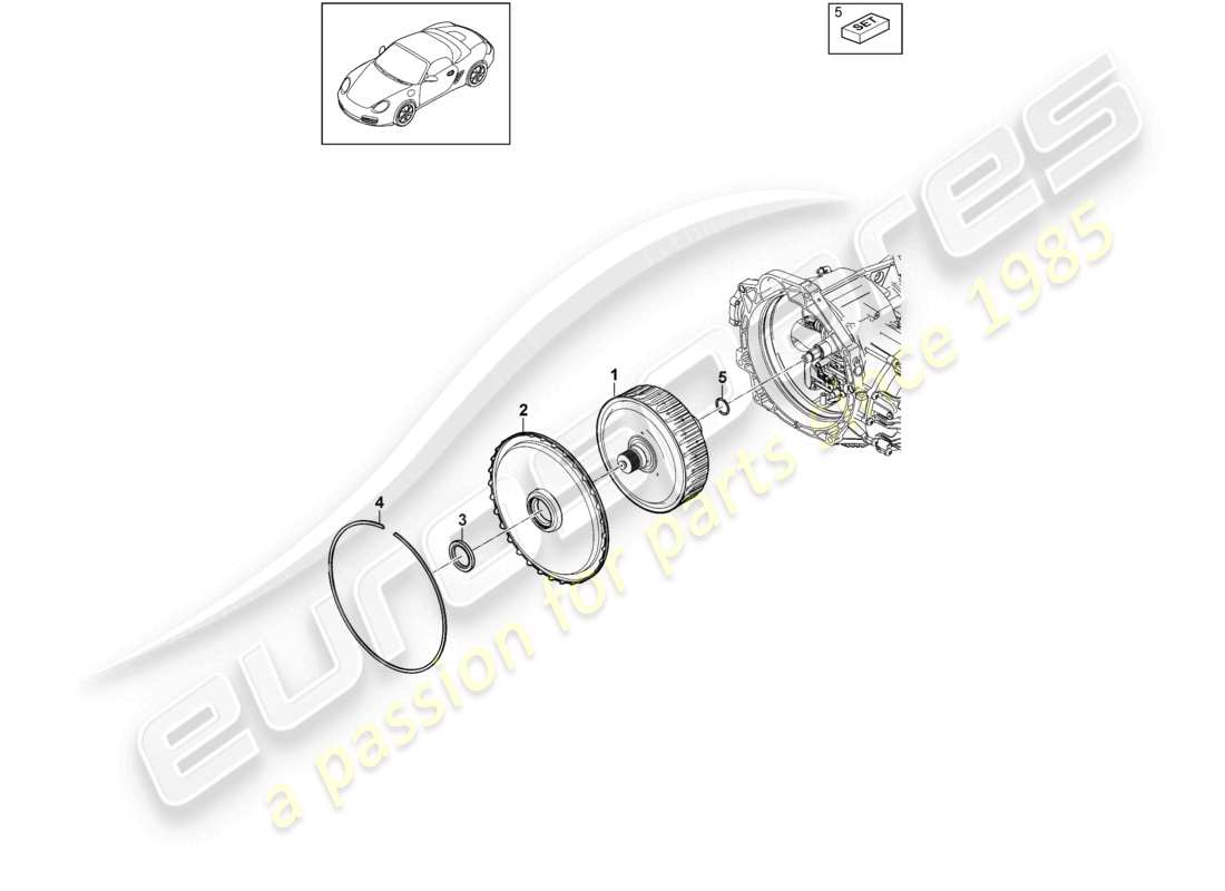 porsche 2011 (987 boxster) - pdk - getriebekupplung für doppelkupplungsgetriebe teilediagramm