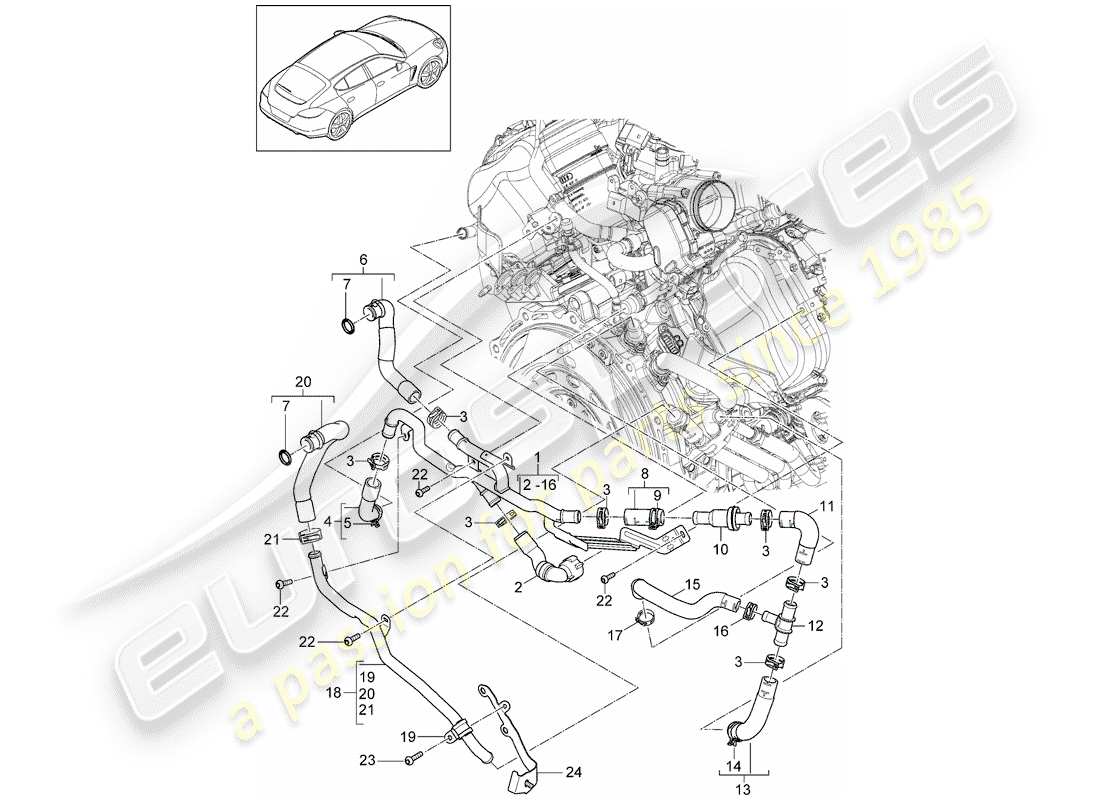 porsche 2013 (panamera 970) wasserkühlung teilediagramm