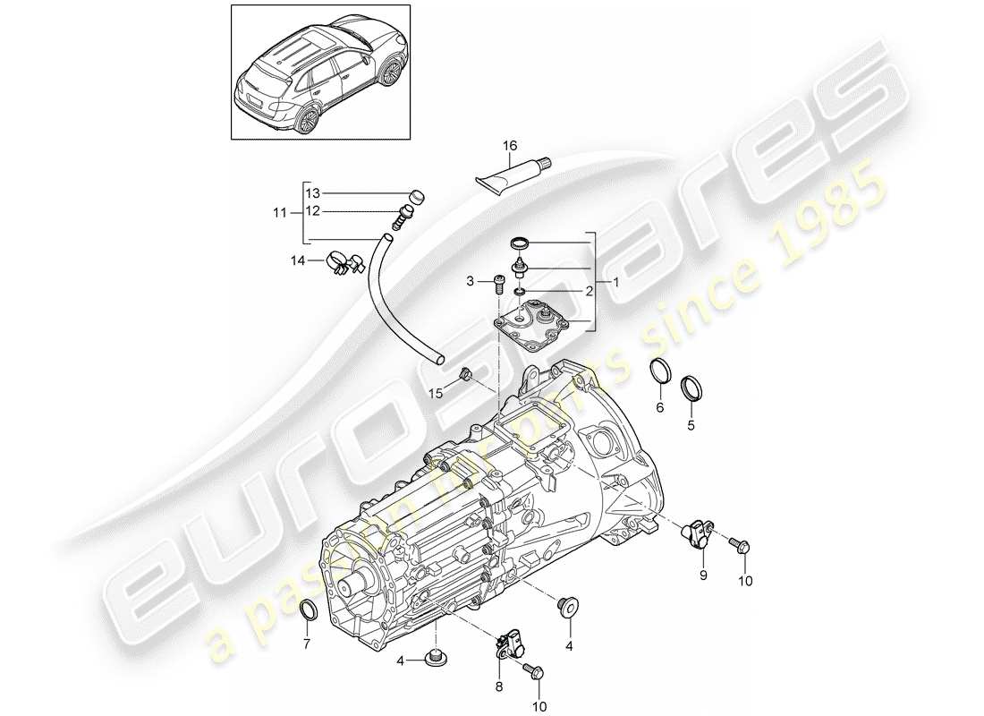 porsche 2016 (cayenne e2 92a) ersatzgetriebe teilediagramm