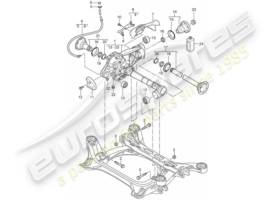 porsche 2003 (cayenne e1 9pa) vorderachsdifferential ersatzteildiagramm