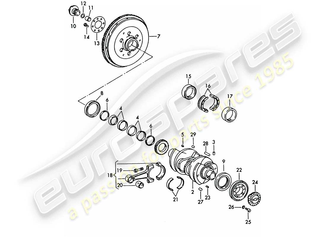 porsche 1961 (356b/356c) kurbelwelle teilediagramm
