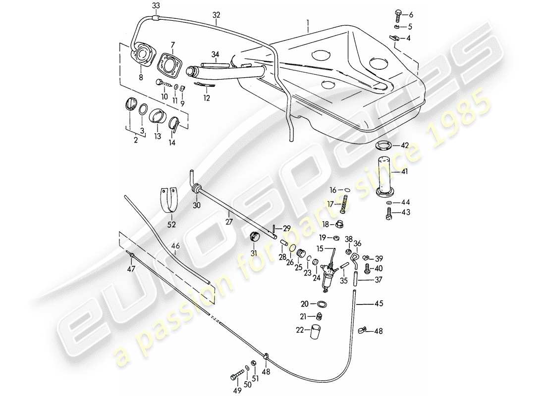 porsche 1961 (356b/356c) kraftstofftank teilediagramm