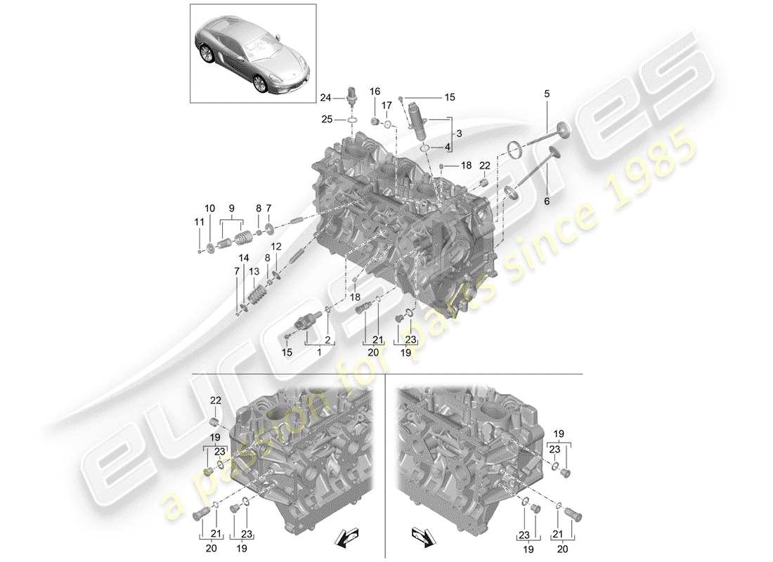 porsche 2015 (981 cayman) zylinderkopf teilediagramm