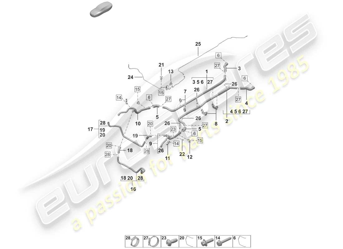 porsche 2019 (992-1) wasserkühlung teilediagramm