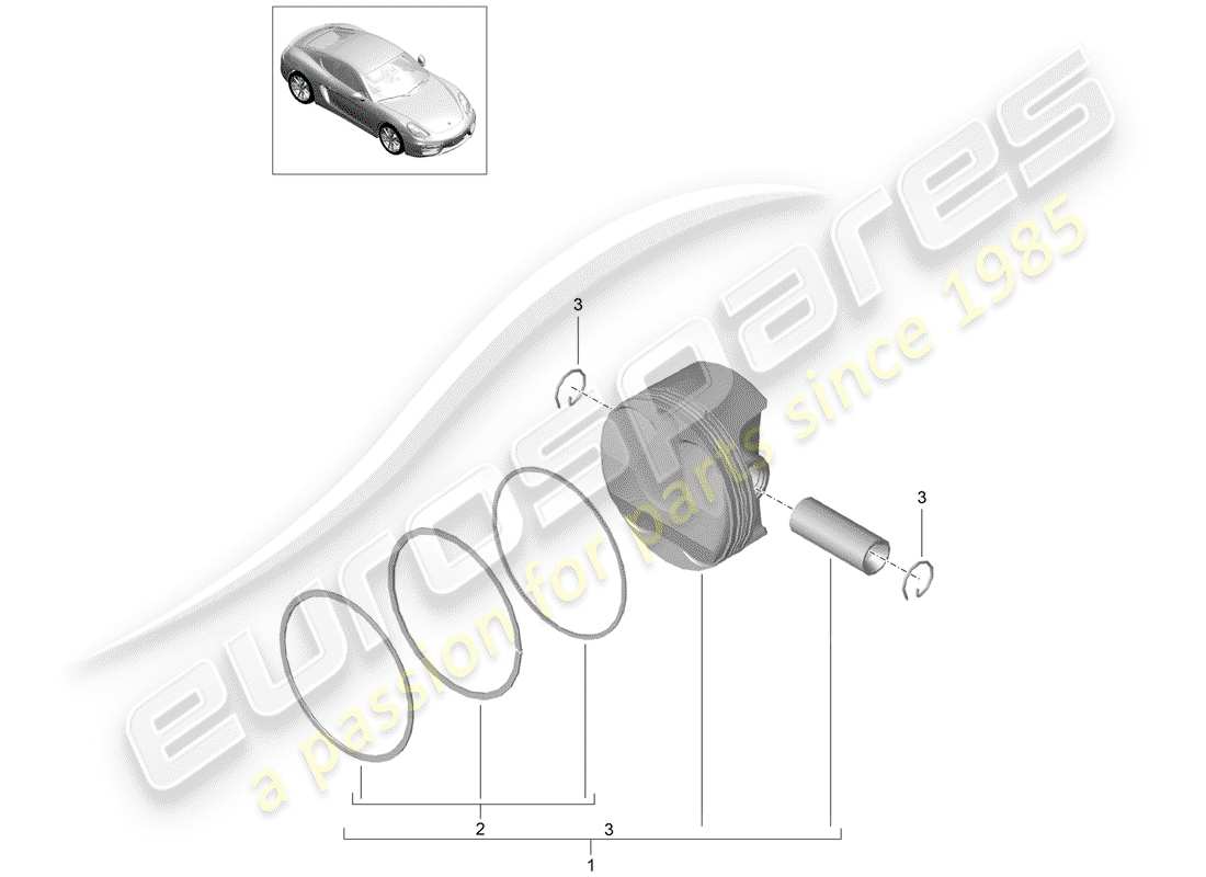 porsche 2016 (981 cayman) kolben-teilediagramm